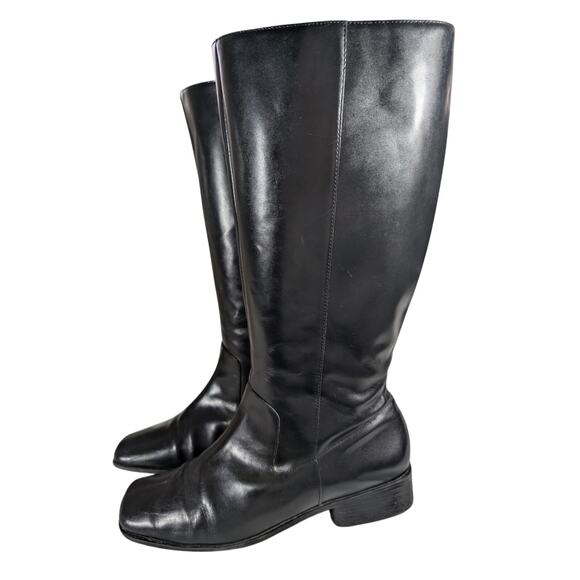 Life Stride Shoes - LIFESTRIDE! BLACK VEGAN LEATHER LOW HEEL, SQUARE TOE,V ZIPPER BOOTS! SZ 9.5M